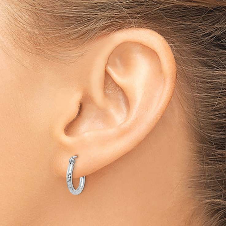Diamond-Cut Tube Hoop Earrings In 10K White Gold