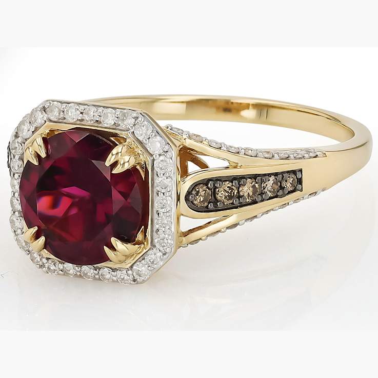 Grape Garnet And Diamond Ring In 14K Gold