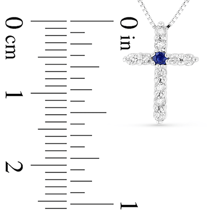 0.18ctw Sapphire and Diamond Cross Pendant in 14k White Gold