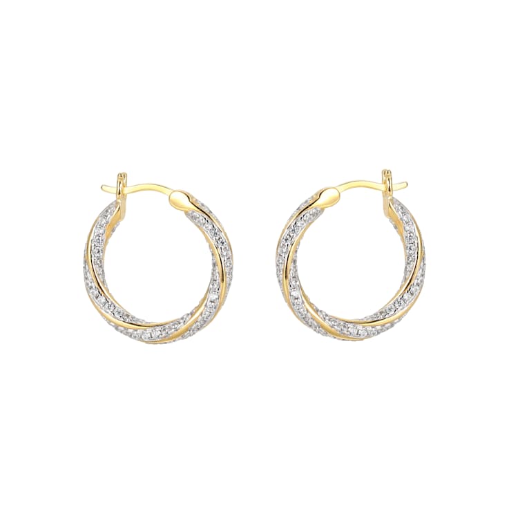 White Cubic Zirconia Rhodium And 18K Yellow Gold Over Sterling Silver
Hoop Earrings 2.89ctw
