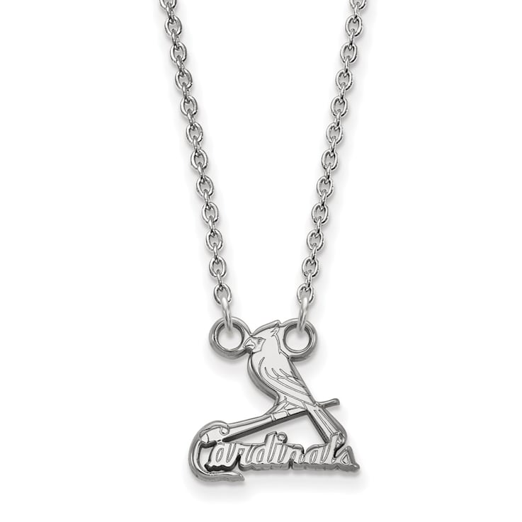 Rhodium Over Sterling Silver MLB LogoArt St. Louis Cardinals