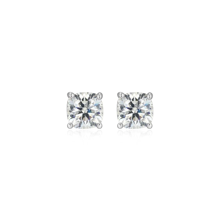 Square Cushion Cut Moissanite Platineve Stud Earrings 0.66ctw DEW