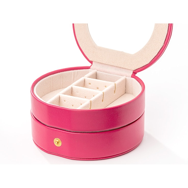 Coral Round Double Layer Jewelry Box with Mirror
