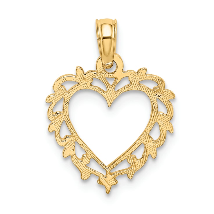 14k Yellow Gold Heart with Lace Trim Pendant