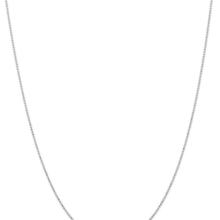 14k White Gold 1.2mm Diamond-Cut Beaded Pendant Chain 14 Inches