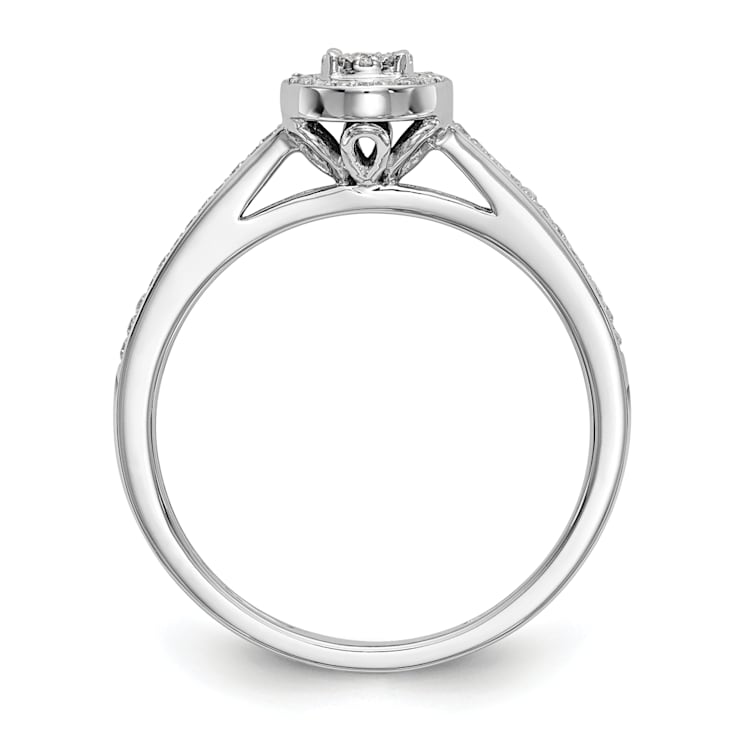 Rhodium Over 14K White Gold Lab Grown Diamond Cluster Engagement Ring 0.185ctw