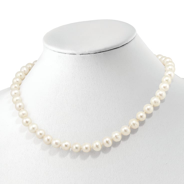 Rhodium Over Sterling Silver 9-10mm White FWC Pearl Cubic Zirconia Clasp
Adjustable Necklace