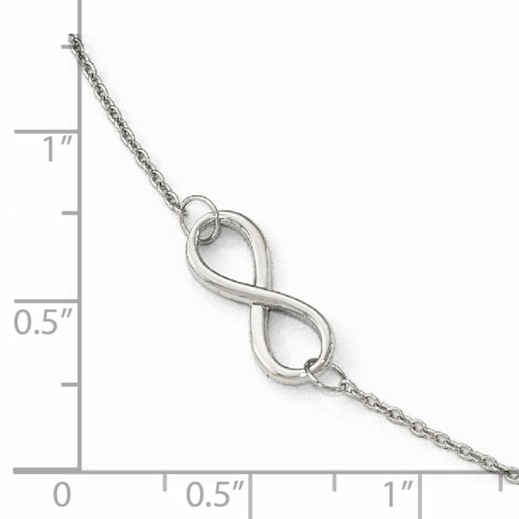 14K White Gold Polished Infinity with 1-inch Extension Anklet