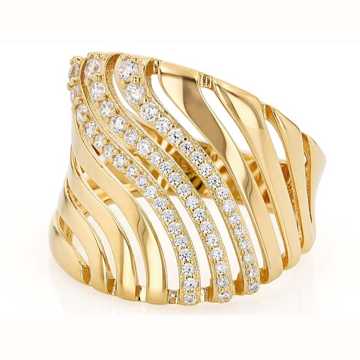 CZ Cluster Ring In 18K Gold Over Sterling Silver 0.79ctw