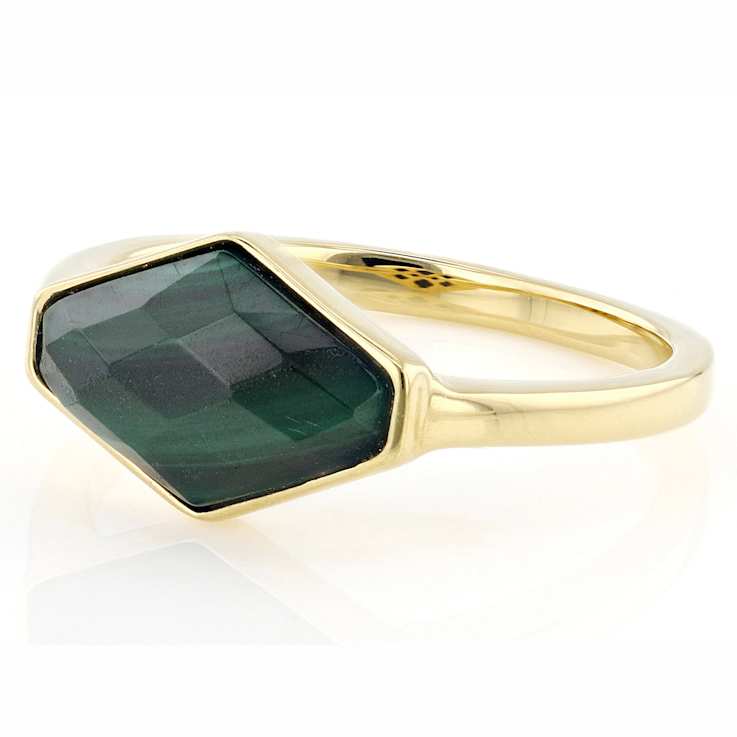 Malachite Freeform Ring In 18K Gold Over Sterling Silver