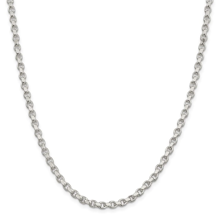 Sterling Silver 4mm Diamond-cut Rolo Chain Necklace