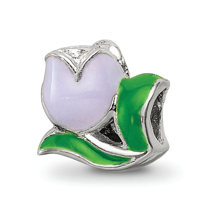 Sterling Silver Enameled Tulip Bead