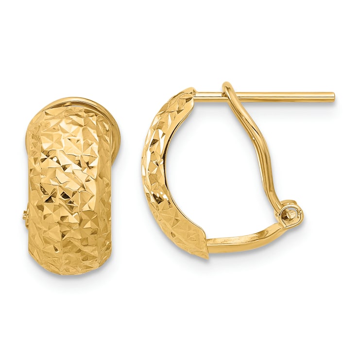 14K Yellow Gold Polished and Diamond-Cut Earrings