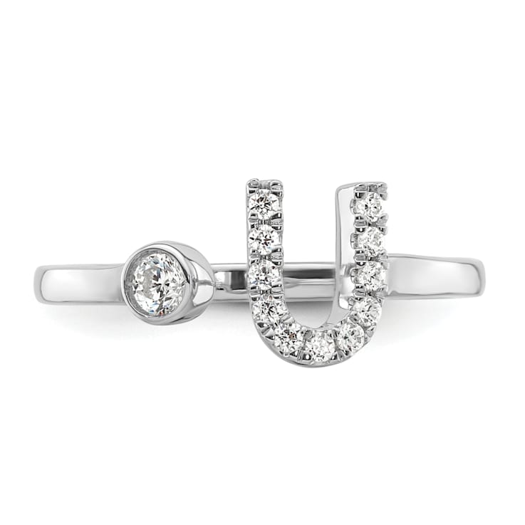 Rhodium Over 14K White Gold Lab Grown Diamond VS/SI GH, Initial U
Adjustable Ring