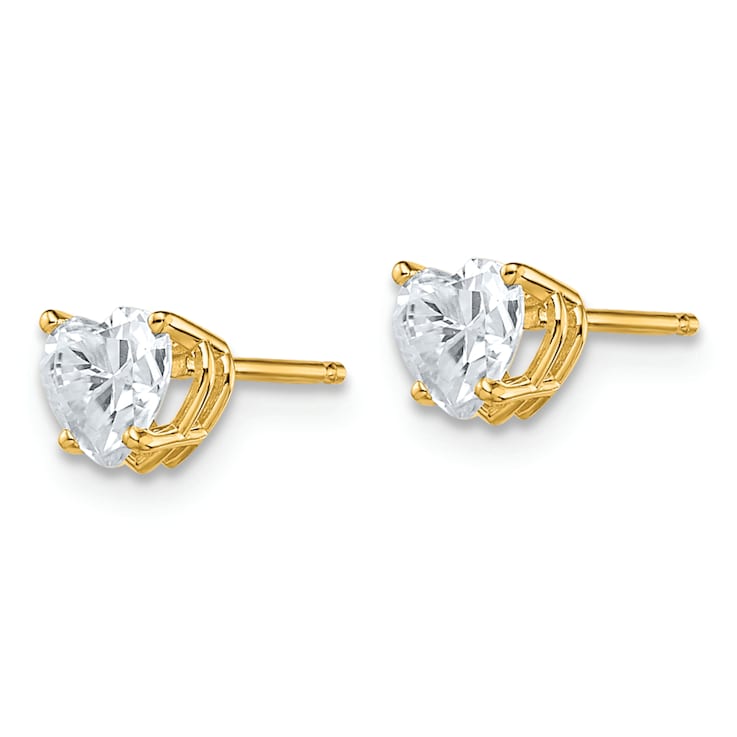 14K Yellow Gold 1ct. 5.0mm Heart G H I True Light Moissanite Earrings