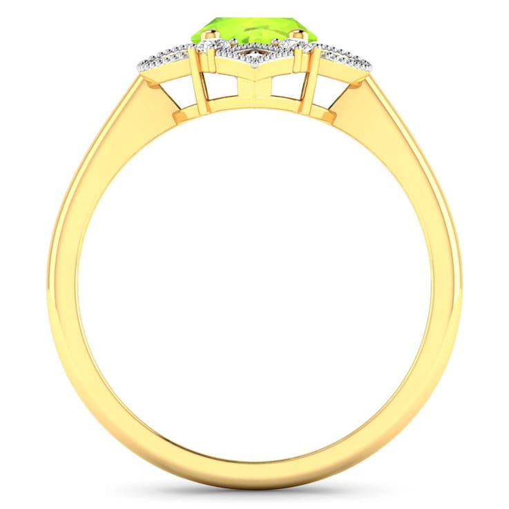 1.25ctw Green Peridot and Diamond 14K Yellow Gold Halo Ring