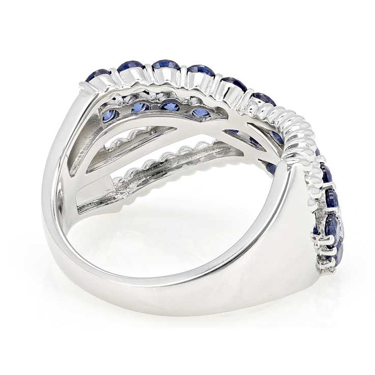 Tanzanite-Blue CZ Crossover Ring In Sterling Silver