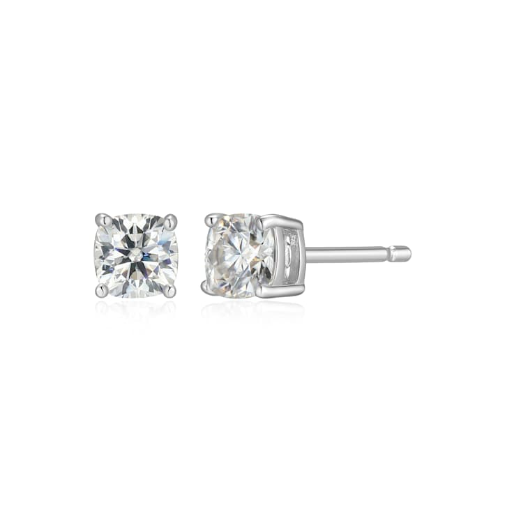 Square Cushion Cut Moissanite Platineve Stud Earrings 0.66ctw DEW