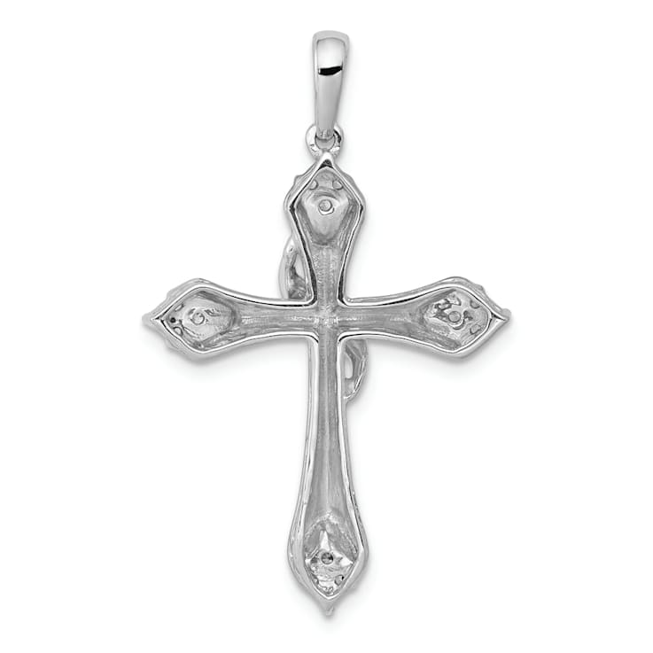 Rhodium Over 14k White Gold Diamond Cross Pendant
