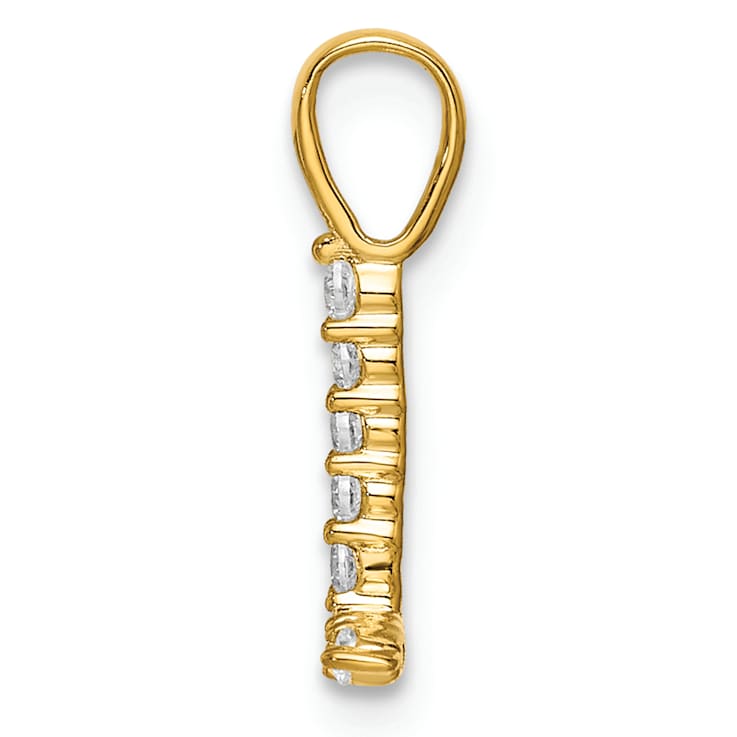 14K Yellow Gold Lab Grown Diamond Letter L Initial Pendant