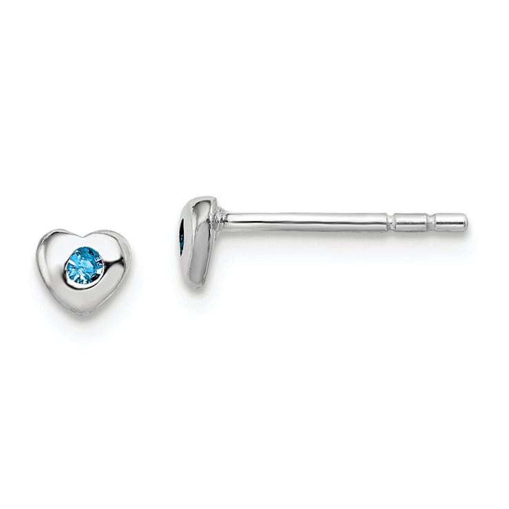 Rhodium Over Sterling Silver December Blue Preciosa Crystal Heart Earrings