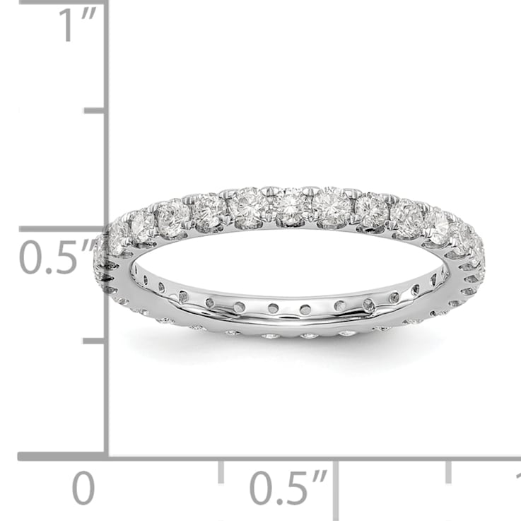 Rhodium Over 14K White Gold Lab Grown Diamond SI1/SI2, G H I, Eternity Band