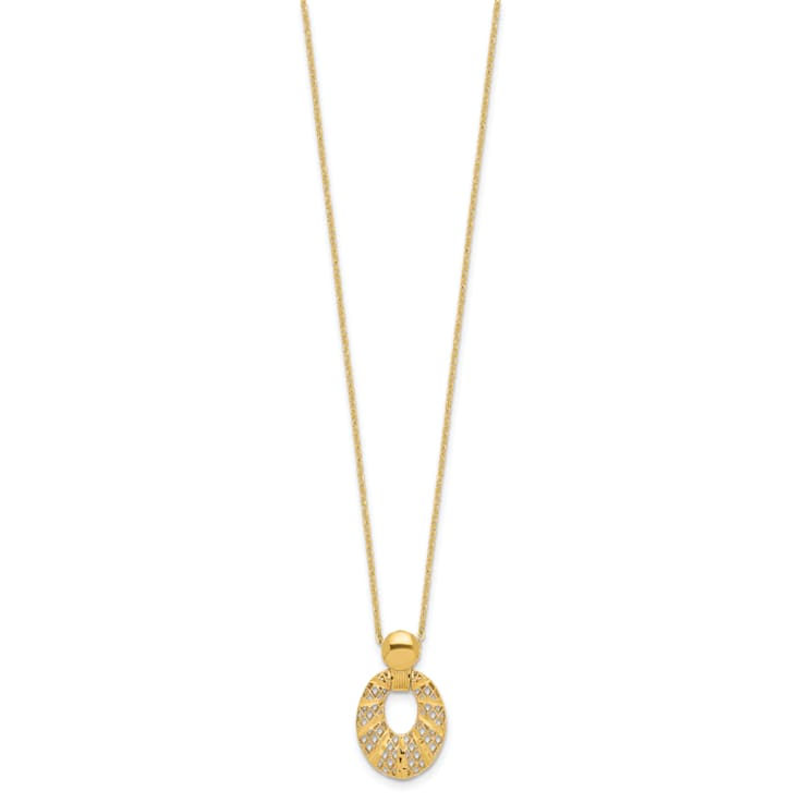 14K Yellow Gold Polished Diamond-cut 16-inch with 2.25-inch Extension Necklace