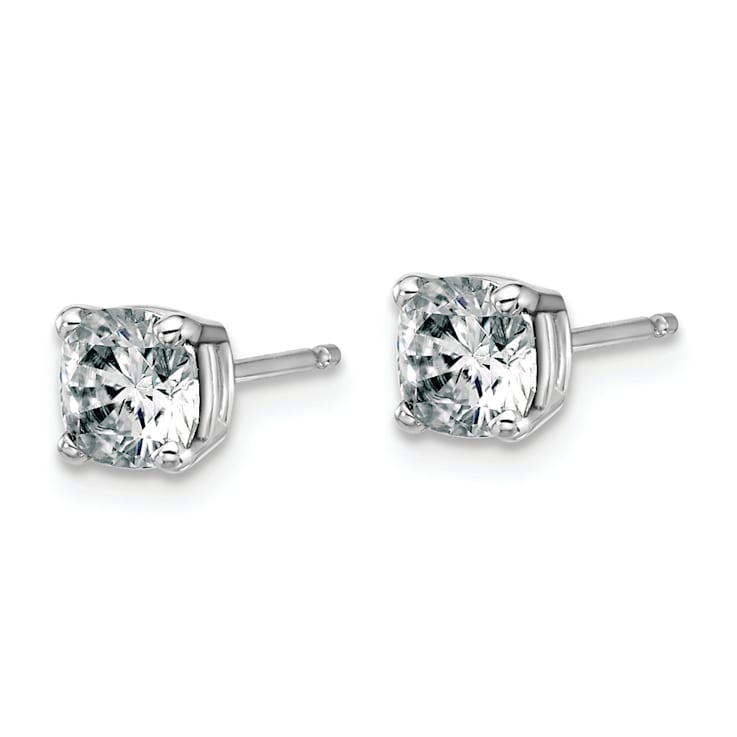 Rhodium Over 14K White Gold 1ct. 5.0mm Cushion G H I True Light
Moissanite Earrings