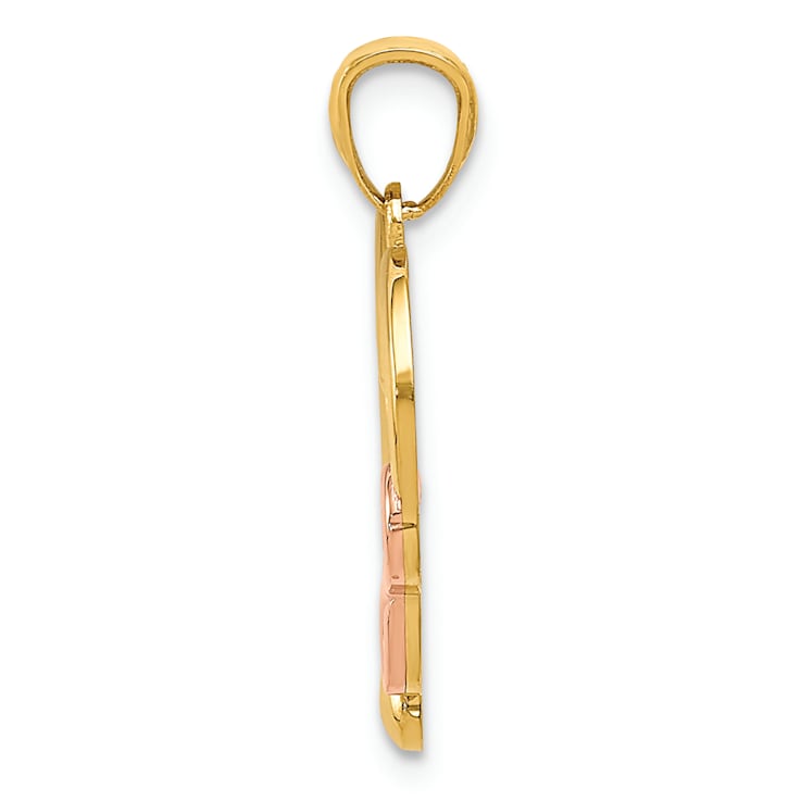 14k Two-tone Gold Polished Infinity Heart Pendant