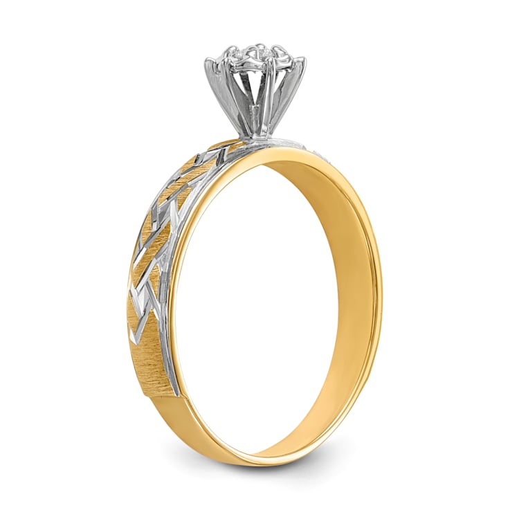 14K Yellow Gold AA Quality Engagement Ring 0.05ctw