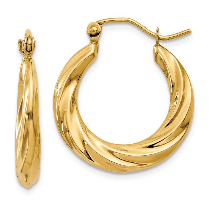 14k Yellow Gold 1/2" Polished Twisted Hoop Earrings