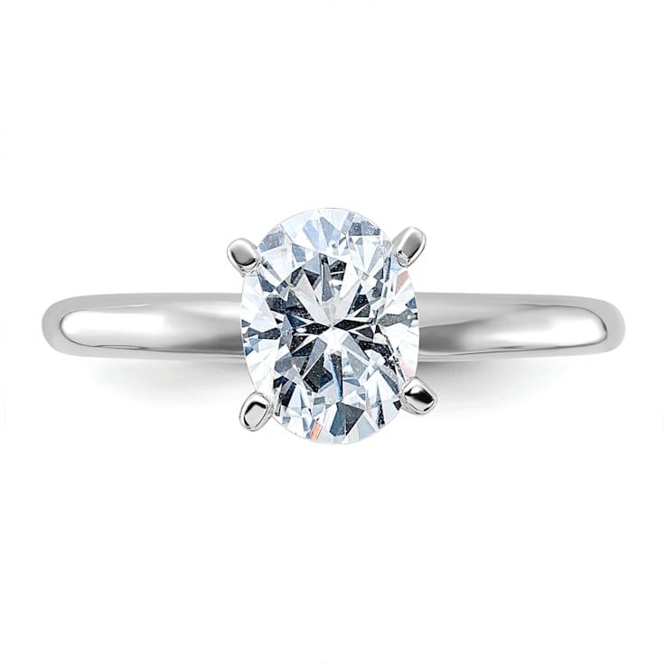 Rhodium Over 14K White Gold 1 1/2 ct. G H I True Light Oval Moissanite
Solitaire Ring