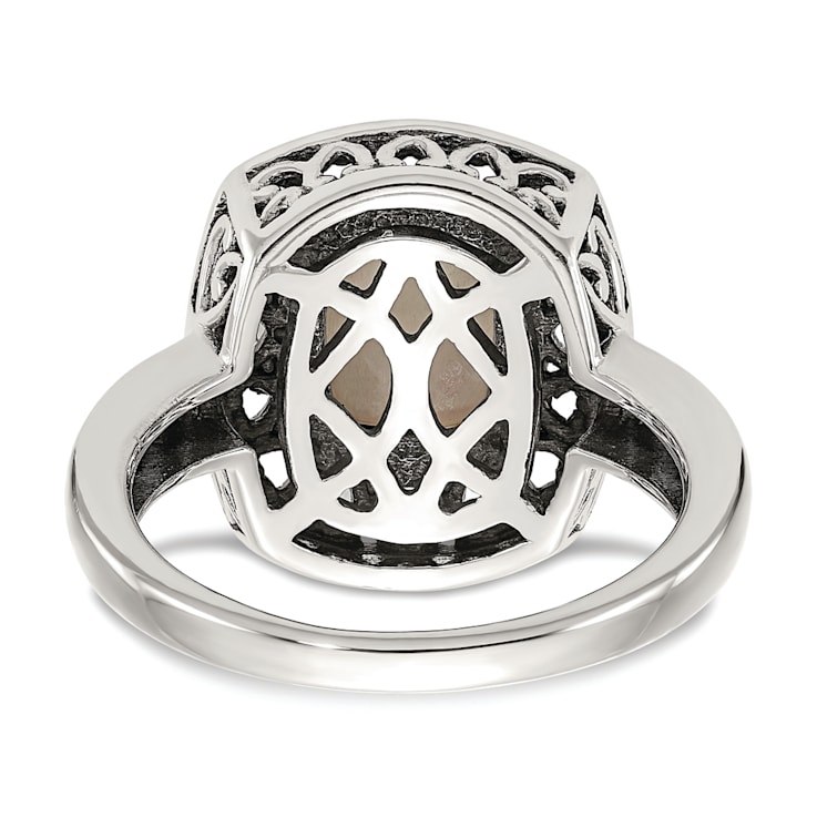 Sterling Silver with 14K Accent Antiqued Mother Of Pearl Ring