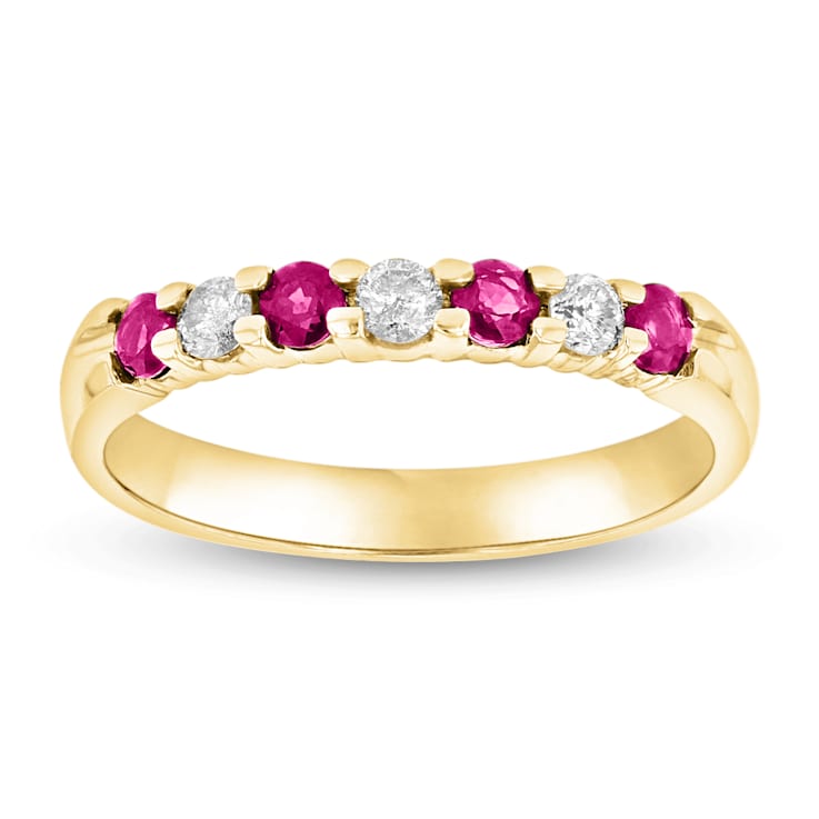 0.35ctw Ruby and Diamond Wedding Band Ring in 14k Yellow Gold