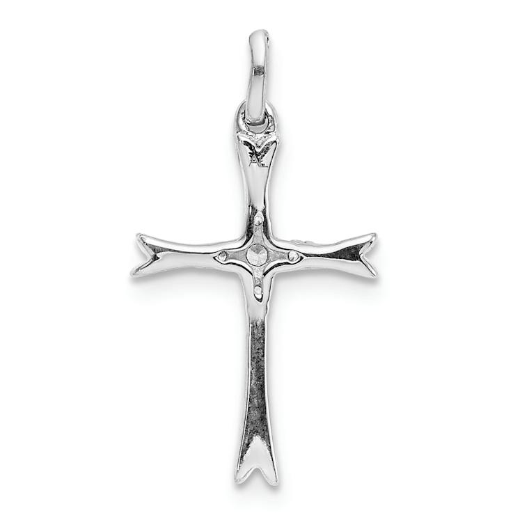 Rhodium Over 14k White Gold Diamond Cross Pendant