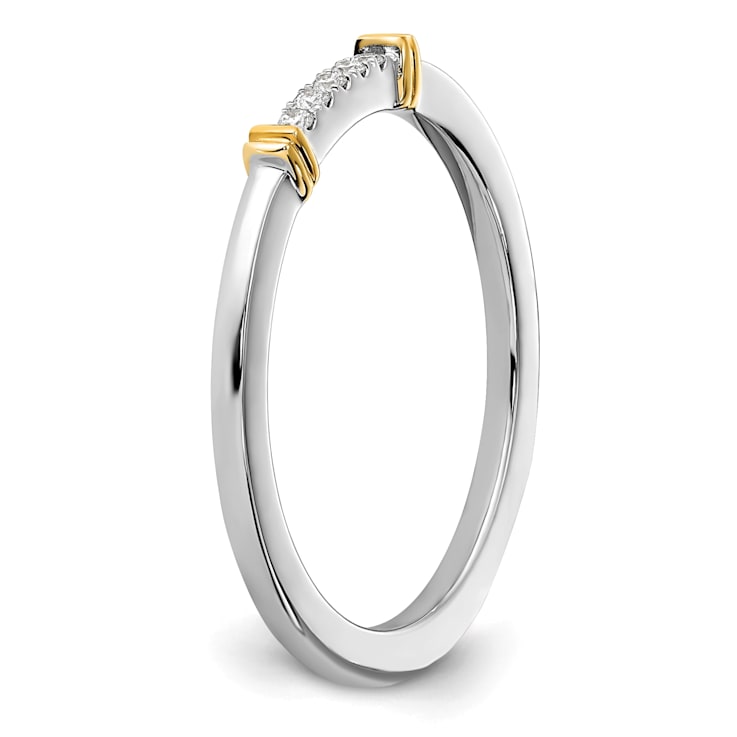 14K White and Yellow Gold Two Tone Stackable Expressions Diamond Ring 0.04ctw