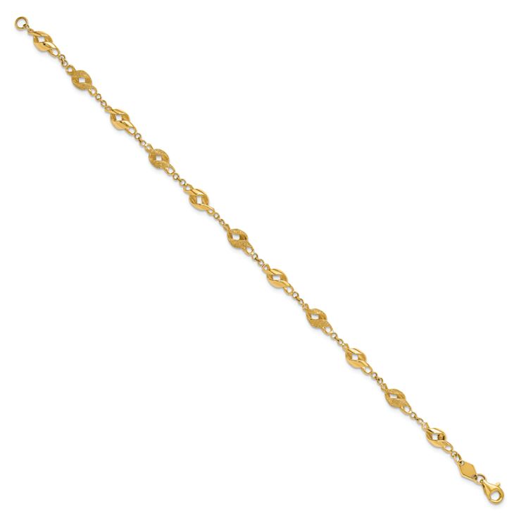 10k Yellow Gold Polished and Laser Design Spiral Link Bracelet