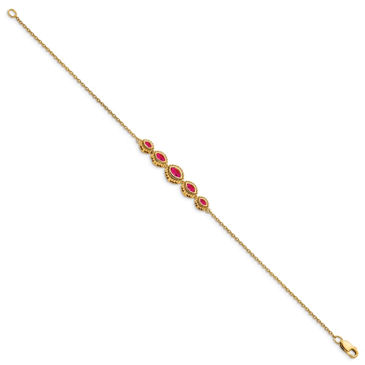 14k Yellow Gold Marquise Ruby Bracelet