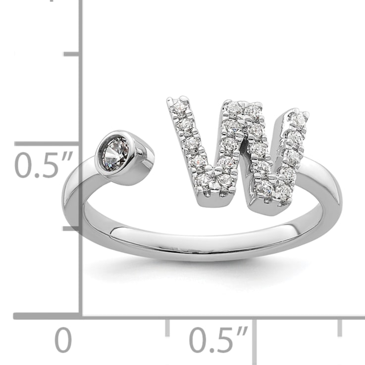 Rhodium Over 14K White Gold Lab Grown Diamond VS/SI GH, Initial W
Adjustable Ring