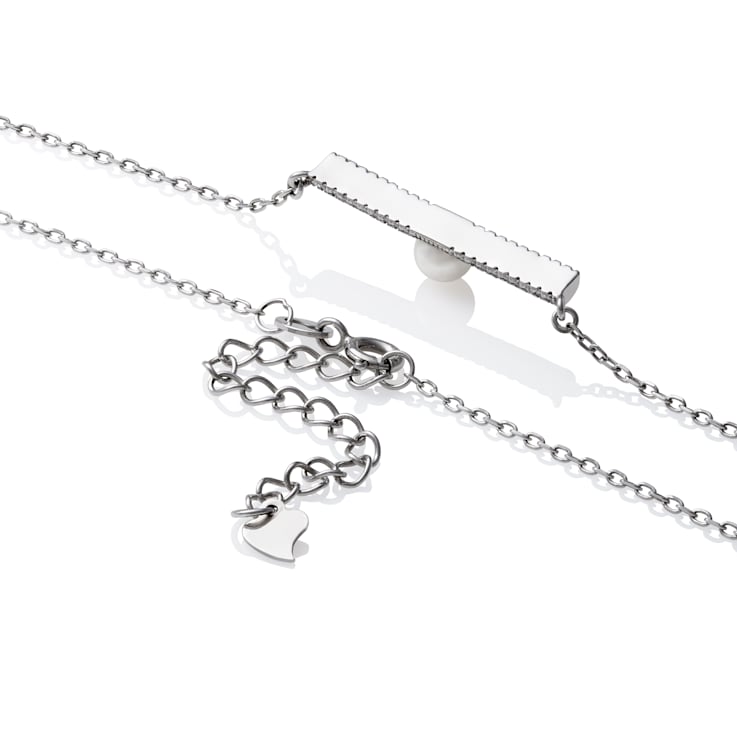 Sterling Silver Freshwater Pearl and Cubic Zirconia Necklace