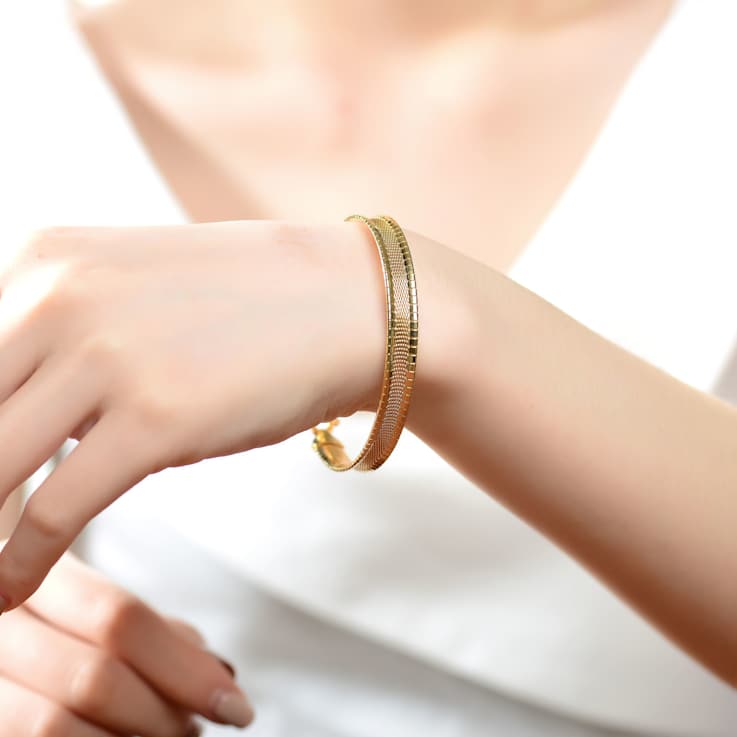 Sleek Snake Chain Bracelet In 14K Gold Over Brass