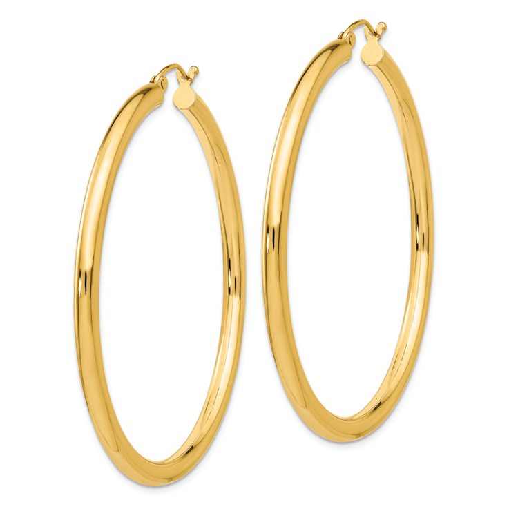14k Yellow Gold 1 15/16" Polished Tube Hoop Earrings
