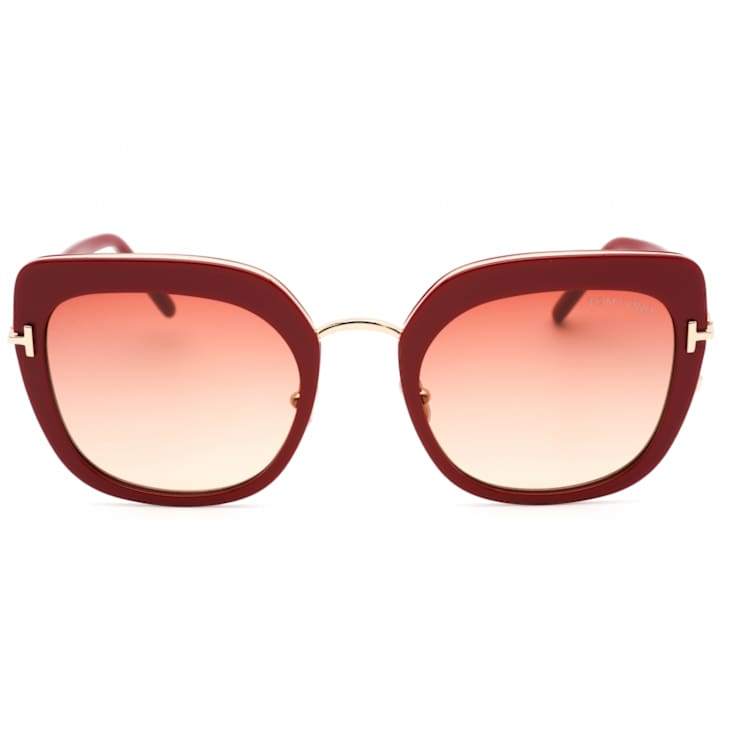 Tom Ford Shiny Red Oversize Frame / Gradient Bordeaux Lenses Sunglasses