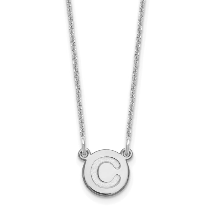 Rhodium Over 14k White Gold Tiny Circle Block Letter C Initial Pendant
Cable Link 18 Inch Necklace
