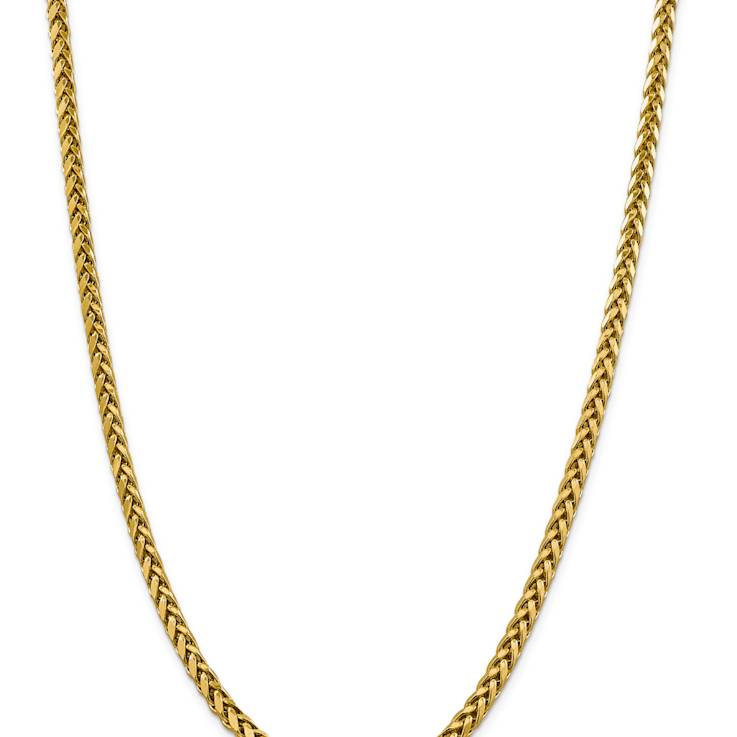 14k Yellow Gold 5mm Diamond-Cut Wheat Link 22 Inch Chain