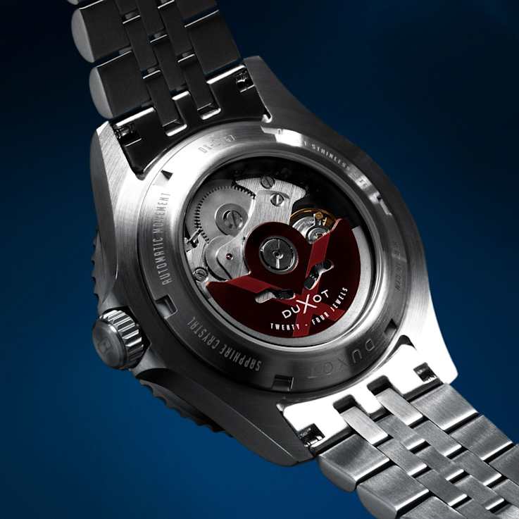 Duxot Atlantica Skeleton Diver Brown Dial White Bezel White Stainless
Steel Band Automatic Watch