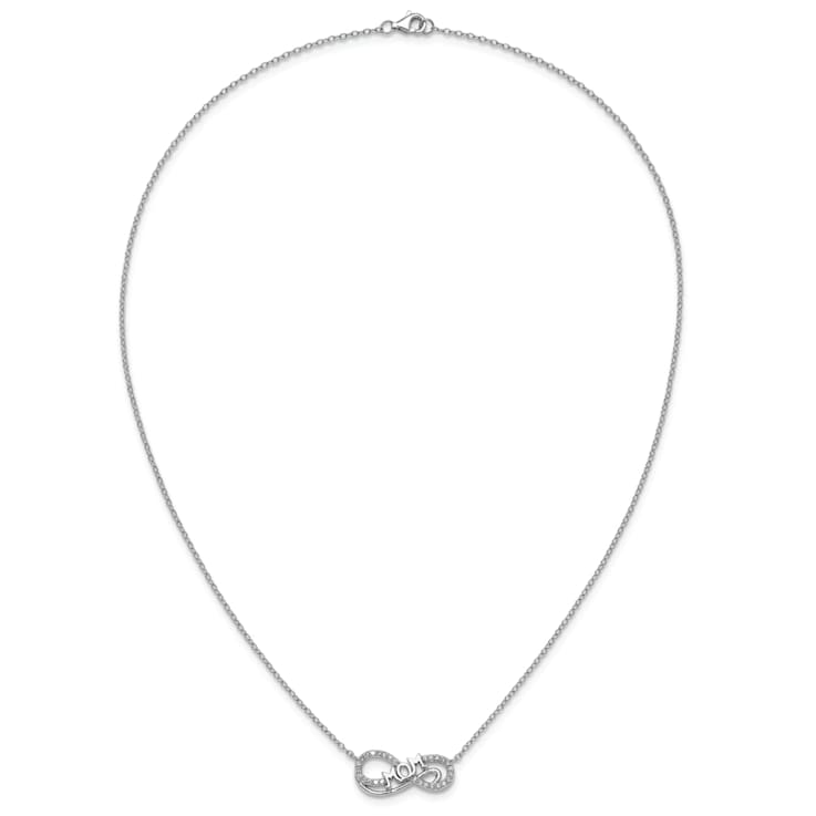 Rhodium Over Sterling Silver Polished Cubic Zirconia Mom Infinity Necklace
