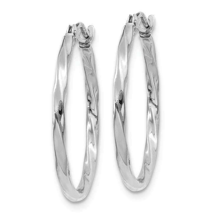 Rhodium Over 14k White Gold Polished 3/4" Twisted Hoop Earrings