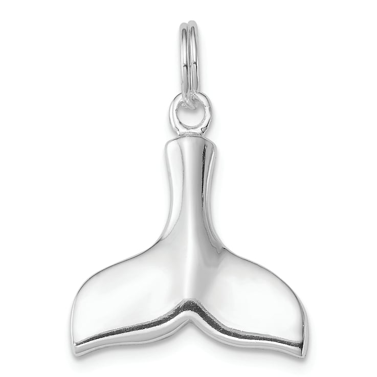 Rhodium Over Sterling Silver Whale Tail Charm