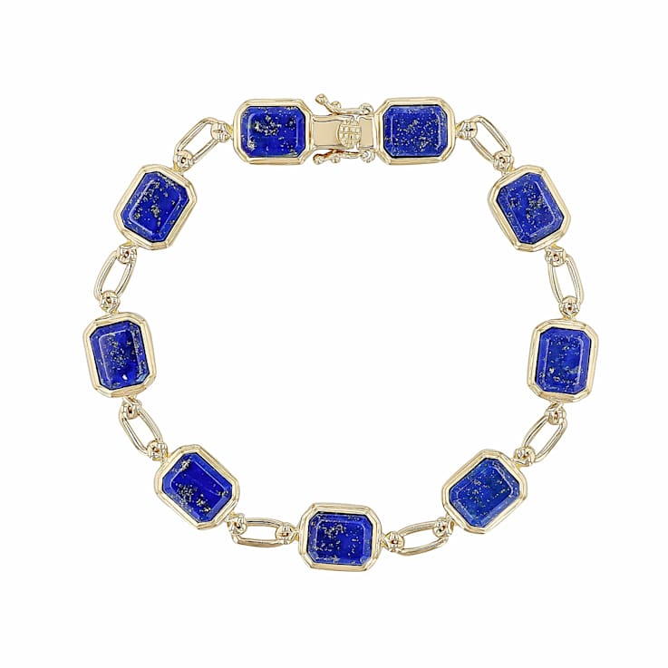 Lapis Lazuli Tennis Bracelet In 18K Gold Over Sterling Silver